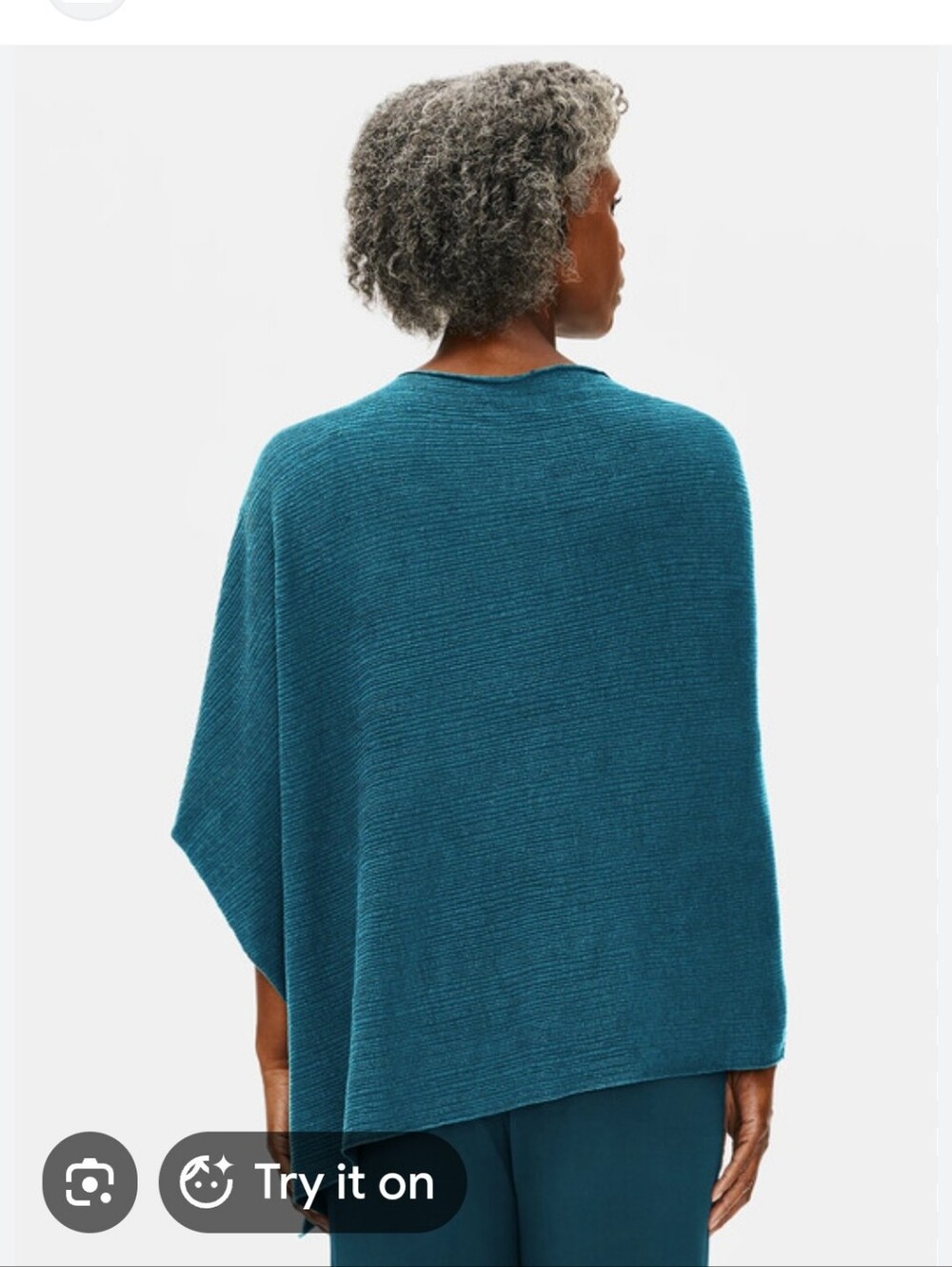Organic Linen Crepe Stretch Poncho - Picture 2 of 7